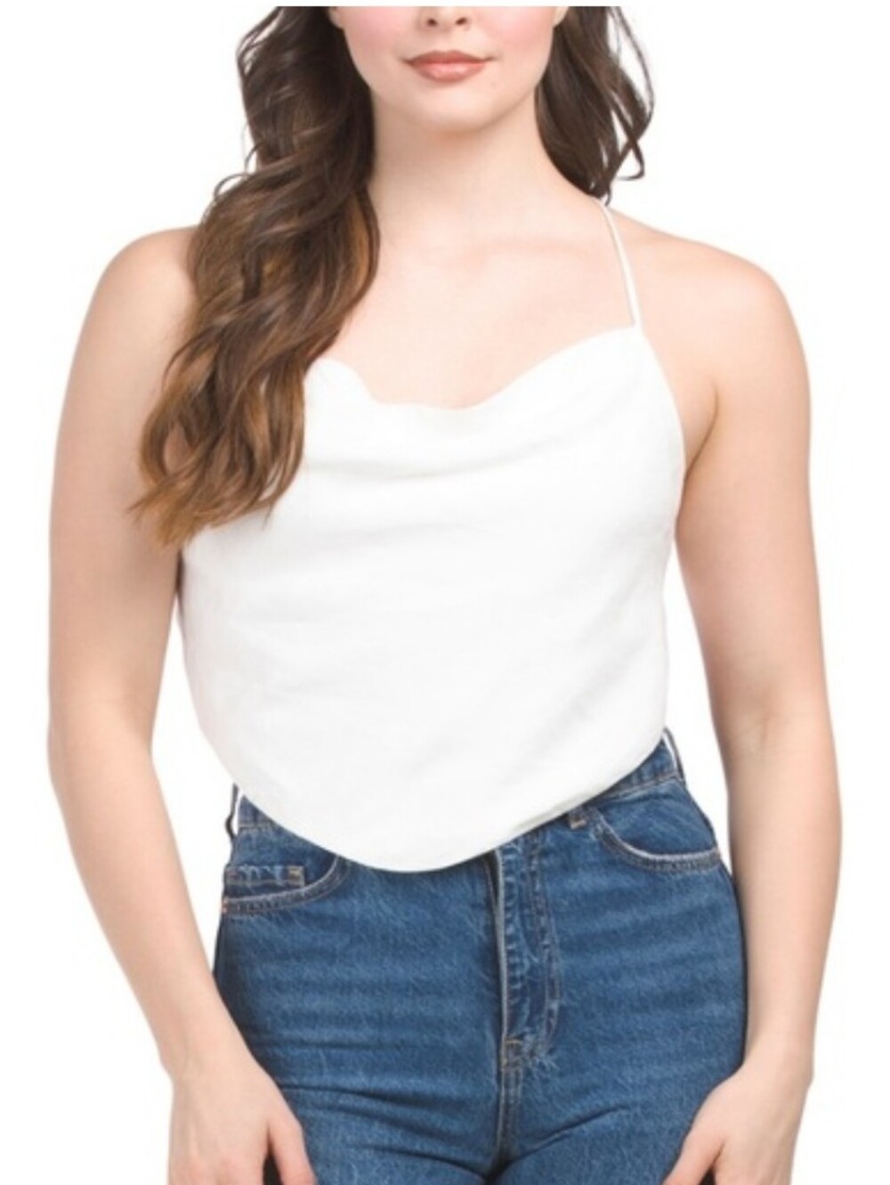 NWT Blue Cowl Neck Spaghetti Strap Women's Top